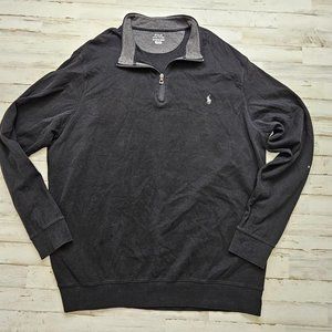 Polo Ralph Lauren Men's Sweater Jacket Size XLT Black 1/4 Zip Cotton Viscose